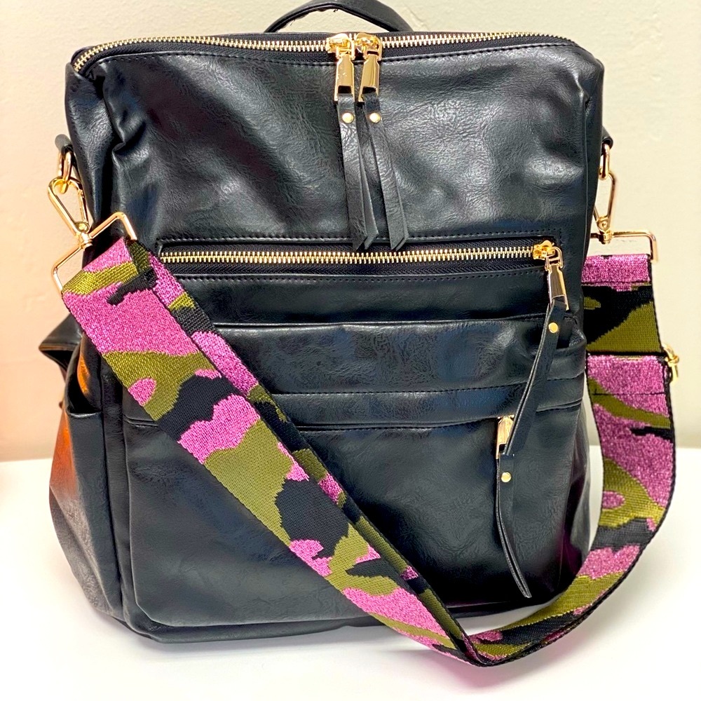 Brand NEW~Camden Bag w/ Metallic Lavender Camo Crossbody Strap 💜💚 - Picture 2 of 11